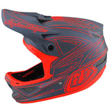 Troy Lee D3 Fiberlite Race Helm - Spiderstripe Grau/Rot