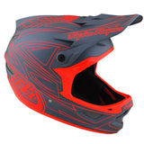 Troy Lee D3 Fiberlite Race Helm - Spiderstripe Grau/Rot